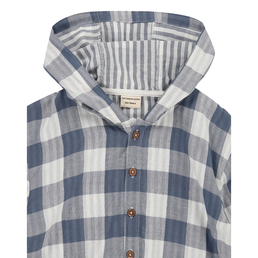 Turtledove London Boy's Marine Check Printed Hoodie