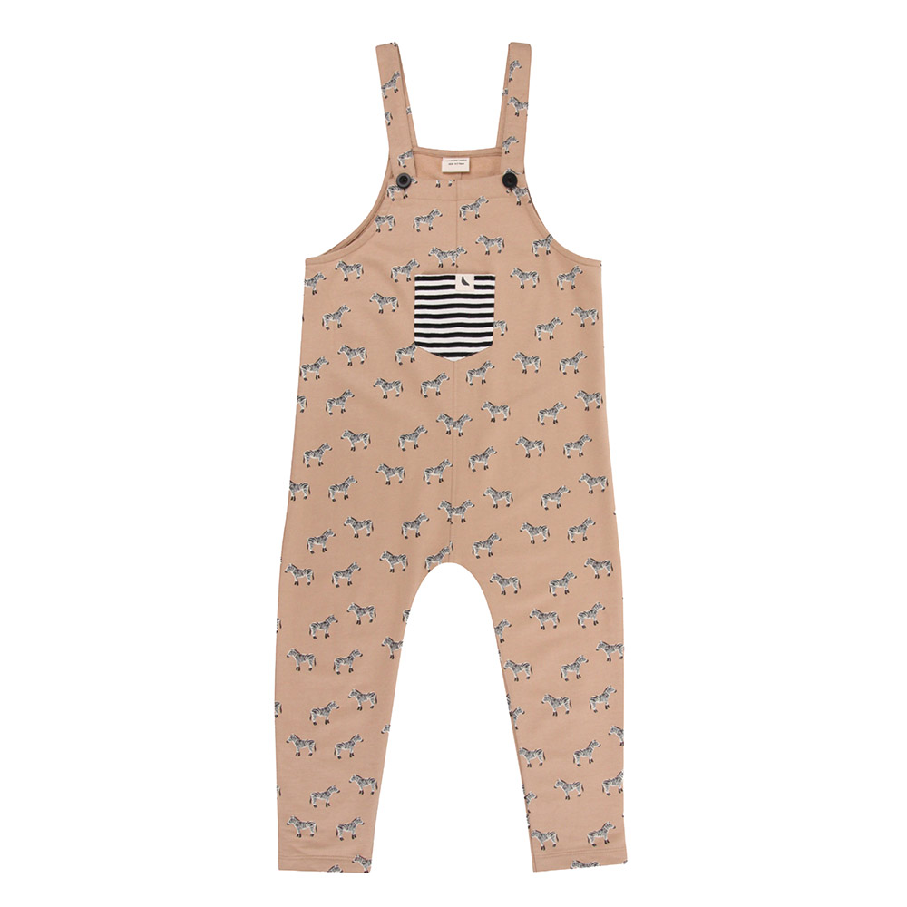Turtledove London Kids Zebra Printed Dungarees - Beige