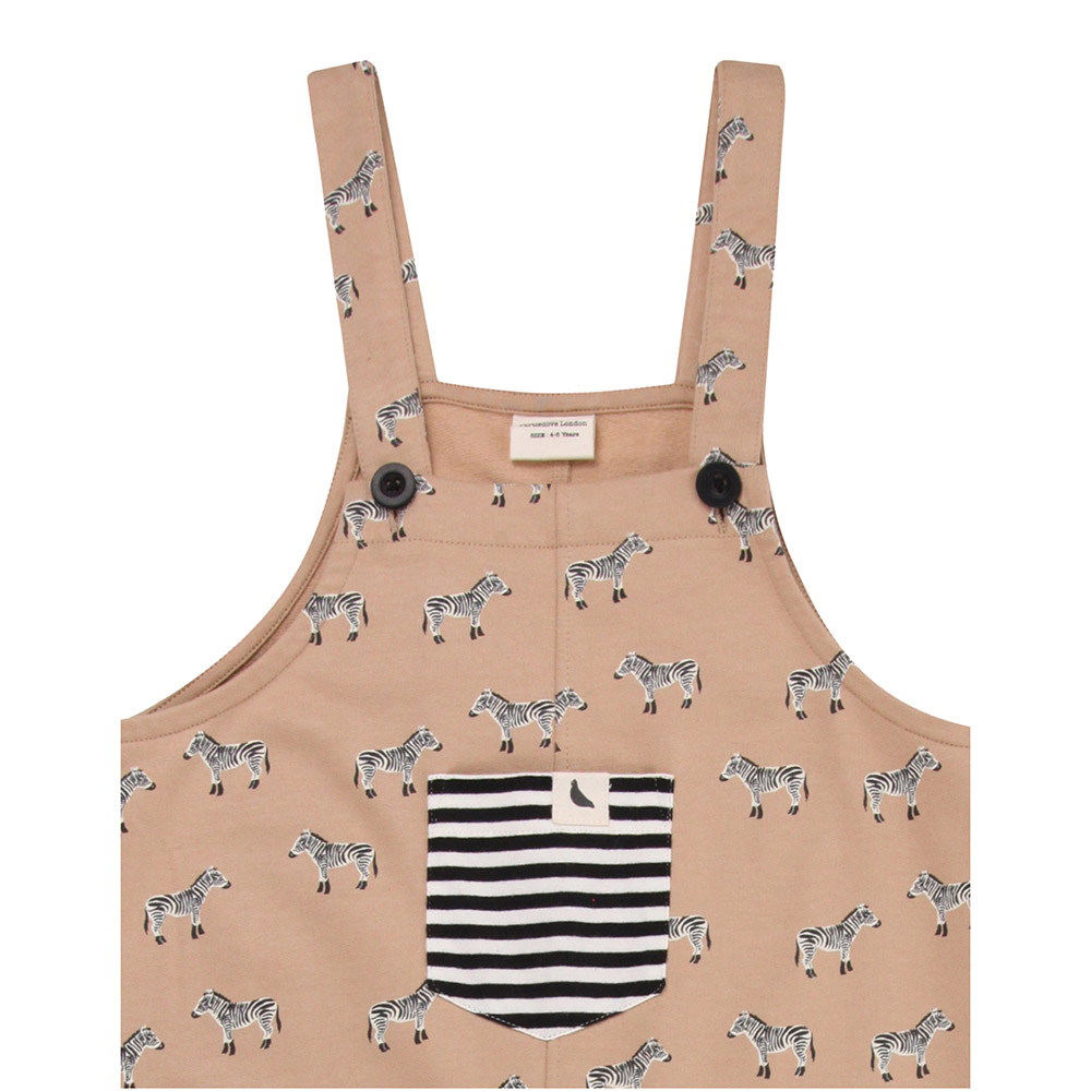 Turtledove London Kids Zebra Printed Dungarees - Beige