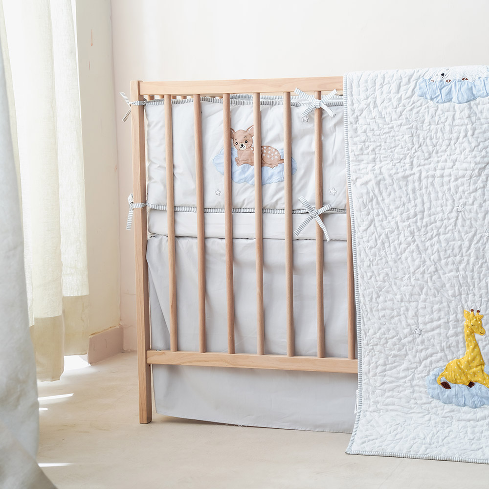 Little West Street - Reversible Crib Bumper - Over The Clouds