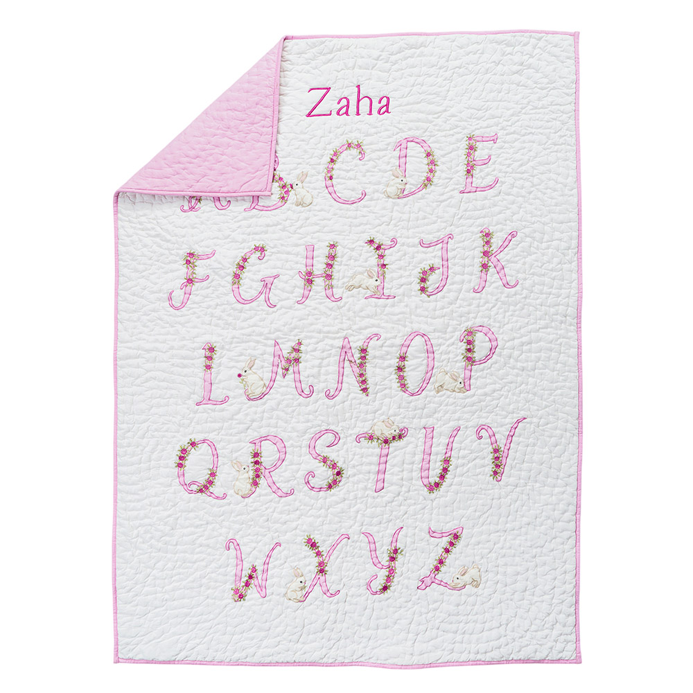 Little West Street - Personalized Quilt Blanket - Floral Alphabet