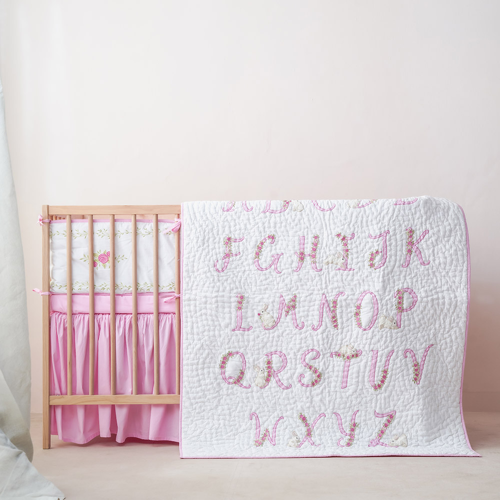Little West Street - Personalized Quilt Blanket - Floral Alphabet