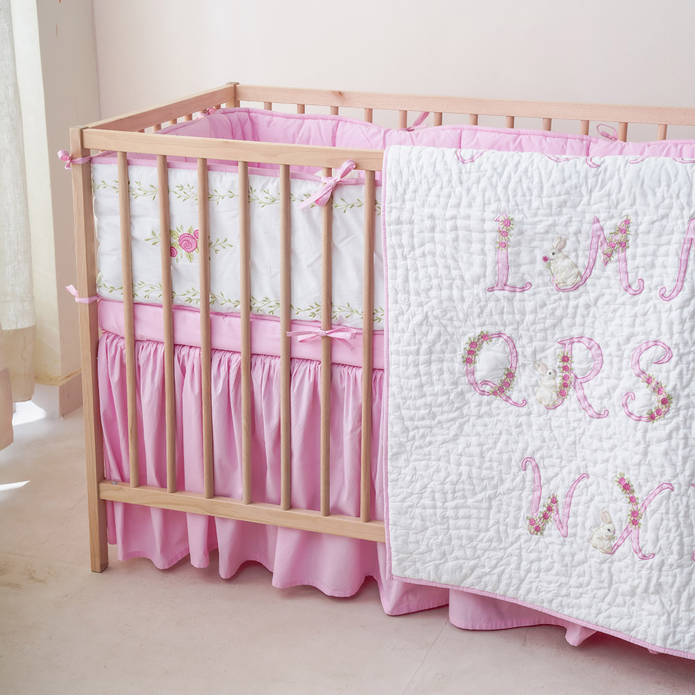 Little West Street - Crib Bedding Set - Floral Alphabet - 6 Pc Set