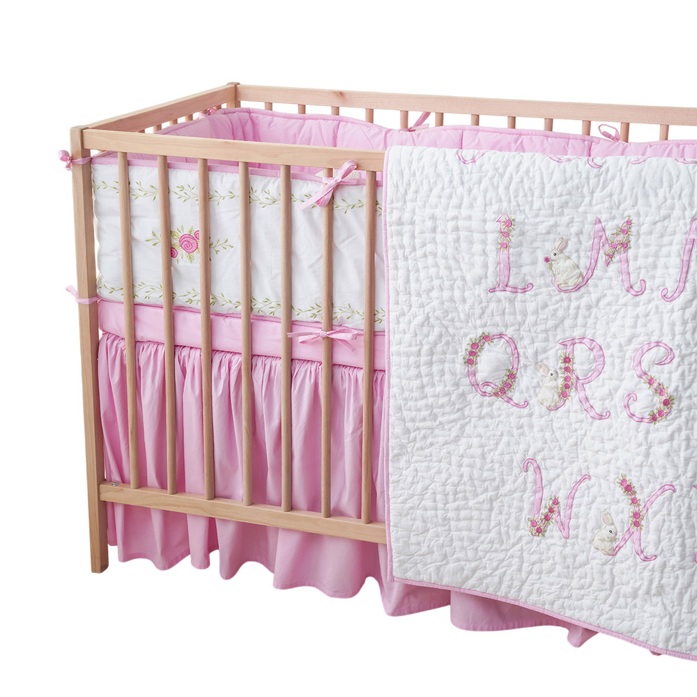 Little West Street - Reversible Crib Bumper - Floral Alphabet