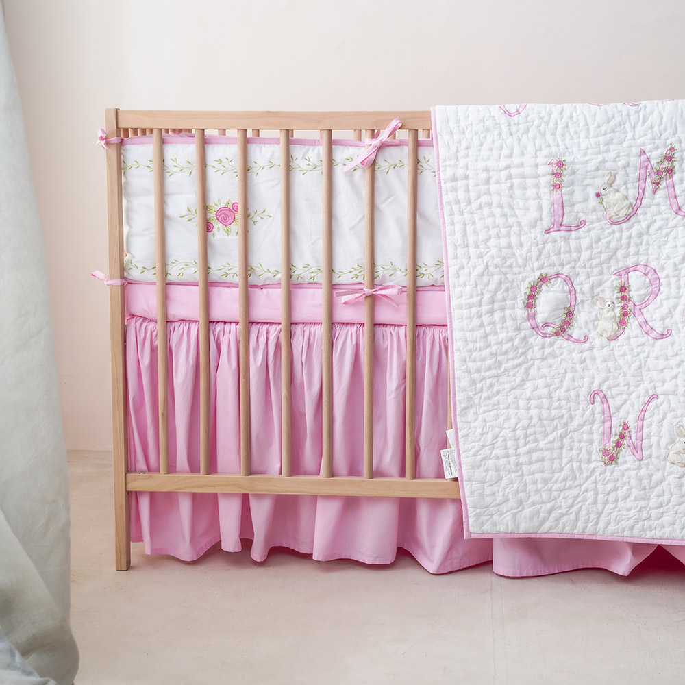 Little West Street - Reversible Crib Bumper - Floral Alphabet