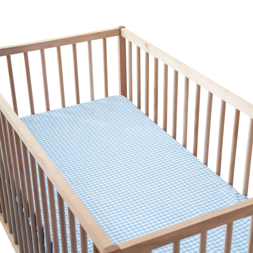 Little West Street - Crib Sheet - Blue Gingham