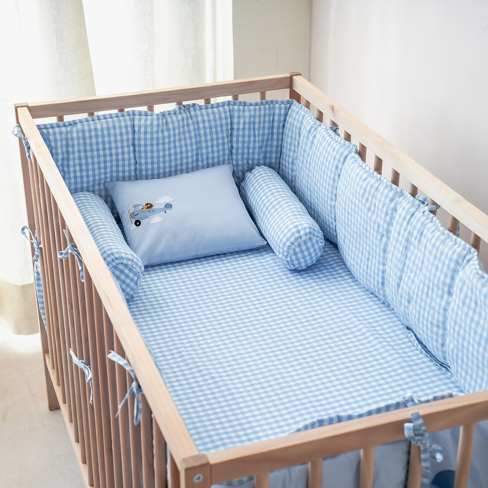 Little West Street - Crib Sheet - Blue Gingham