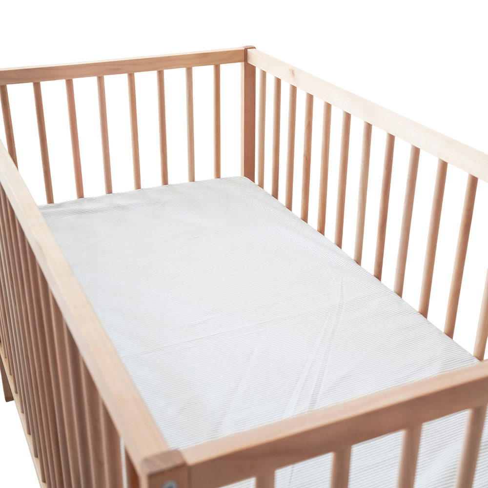 Little West Street - Striped Crib Sheet - Grey/White