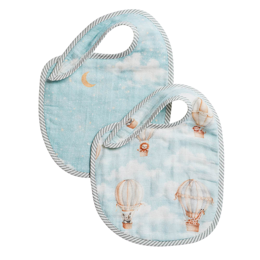 Little West Street - Organic Bib Set - Vintage Balloons - 2 Pc Set