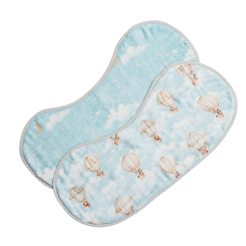 Little West Street - Organic Burp Cloth Set - Vintage Balloons - 2 Pc Set