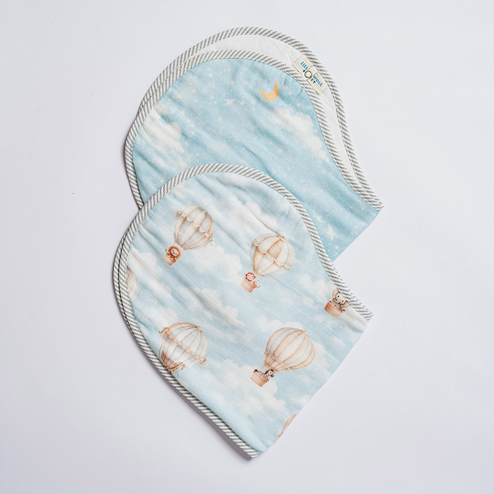 Little West Street - Organic Burp Cloth Set - Vintage Balloons - 2 Pc Set