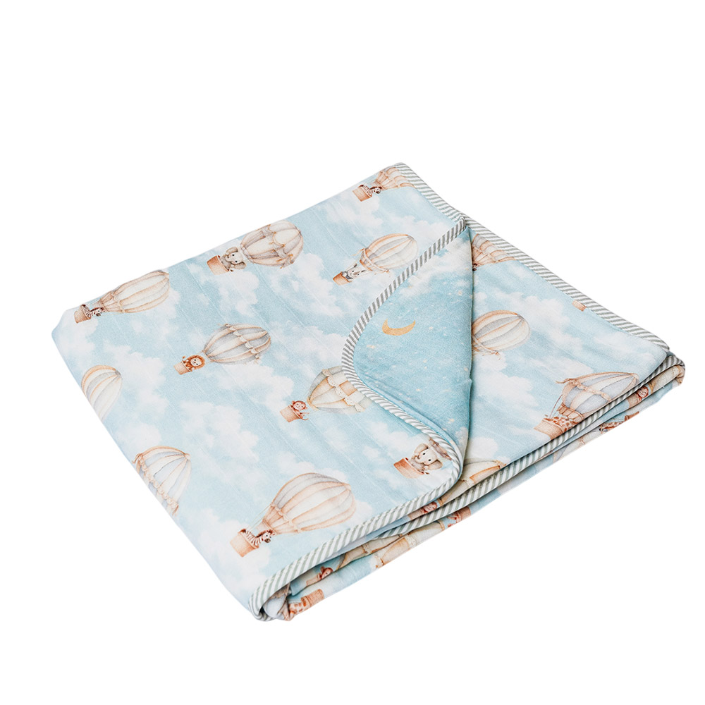 Little West Street - Personalized Organic Reversible Blanket - Vintage Balloons