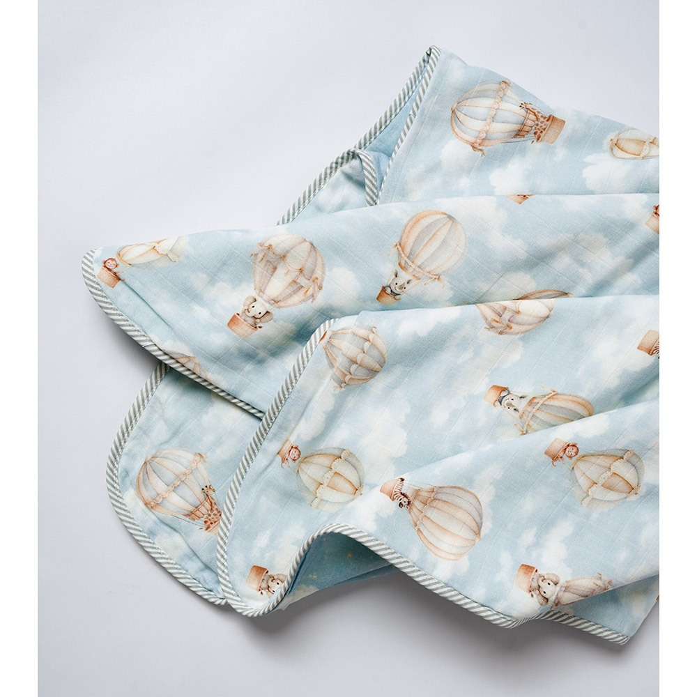 Little West Street - Personalized Organic Reversible Blanket - Vintage Balloons