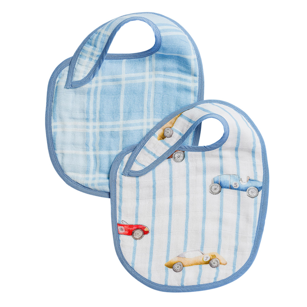 Little West Street - Organic Bib Set - Vintage Racers - 2 Pc Set