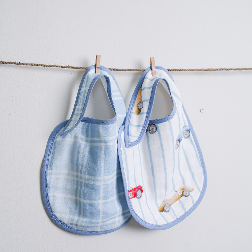 Little West Street - Organic Bib Set - Vintage Racers - 2 Pc Set