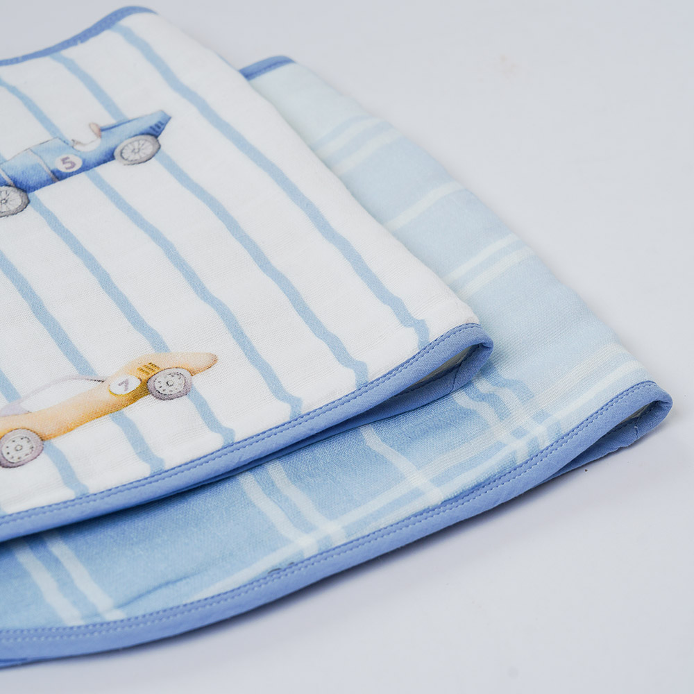 Little West Street - Organic Burp Cloth Set - Vintage Racers - 2 Pc Set