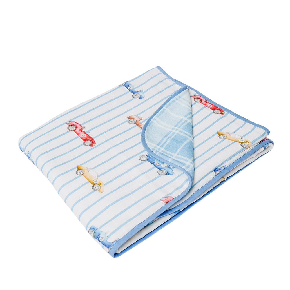 Little West Street - Personalized Organic Reversible Blanket - Vintage Racers