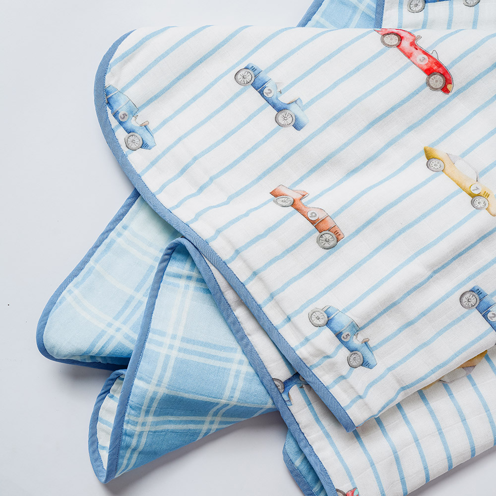 Little West Street - Personalized Organic Reversible Blanket - Vintage Racers