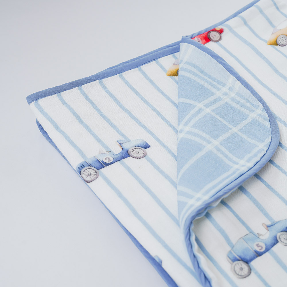 Little West Street - Personalized Organic Reversible Blanket - Vintage Racers