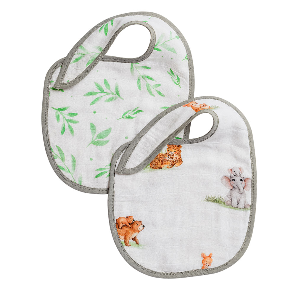 Little West Street - Organic Bib Set - Snuggle Safari - 2 Pc Set