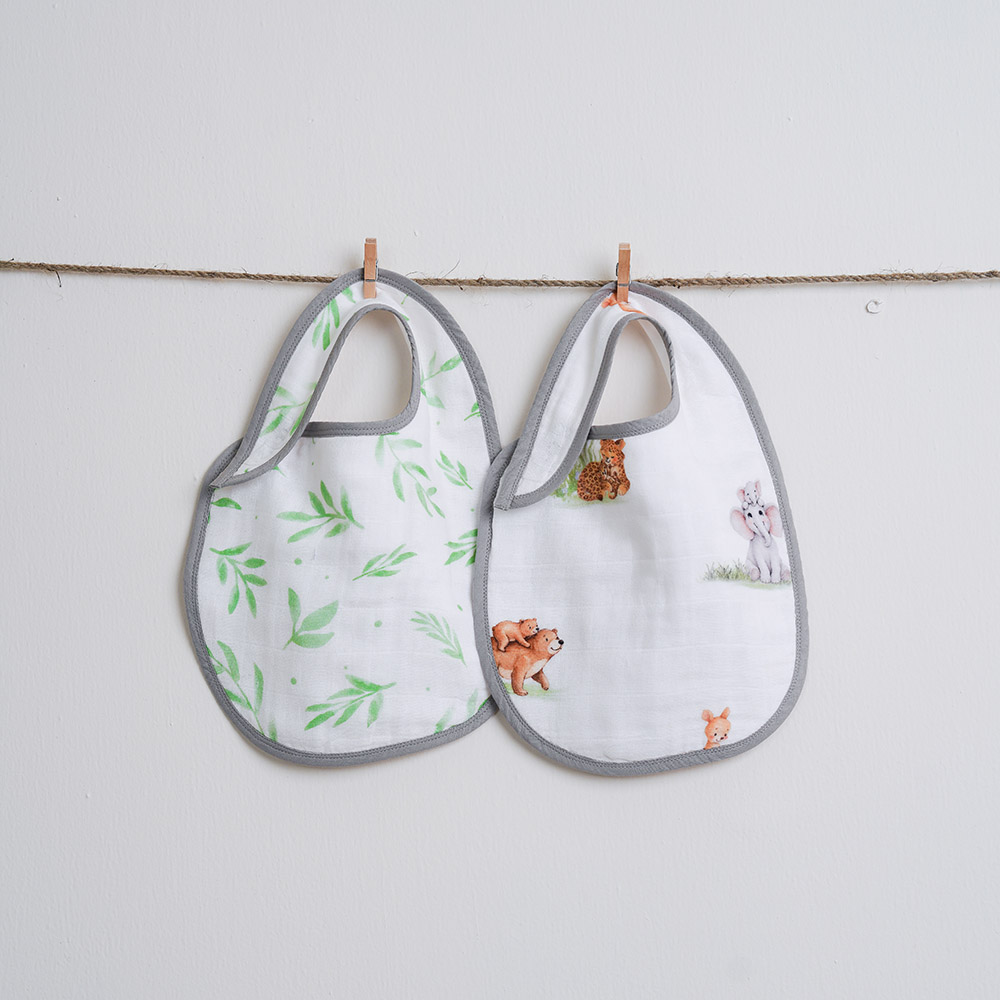 Little West Street - Organic Bib Set - Snuggle Safari - 2 Pc Set