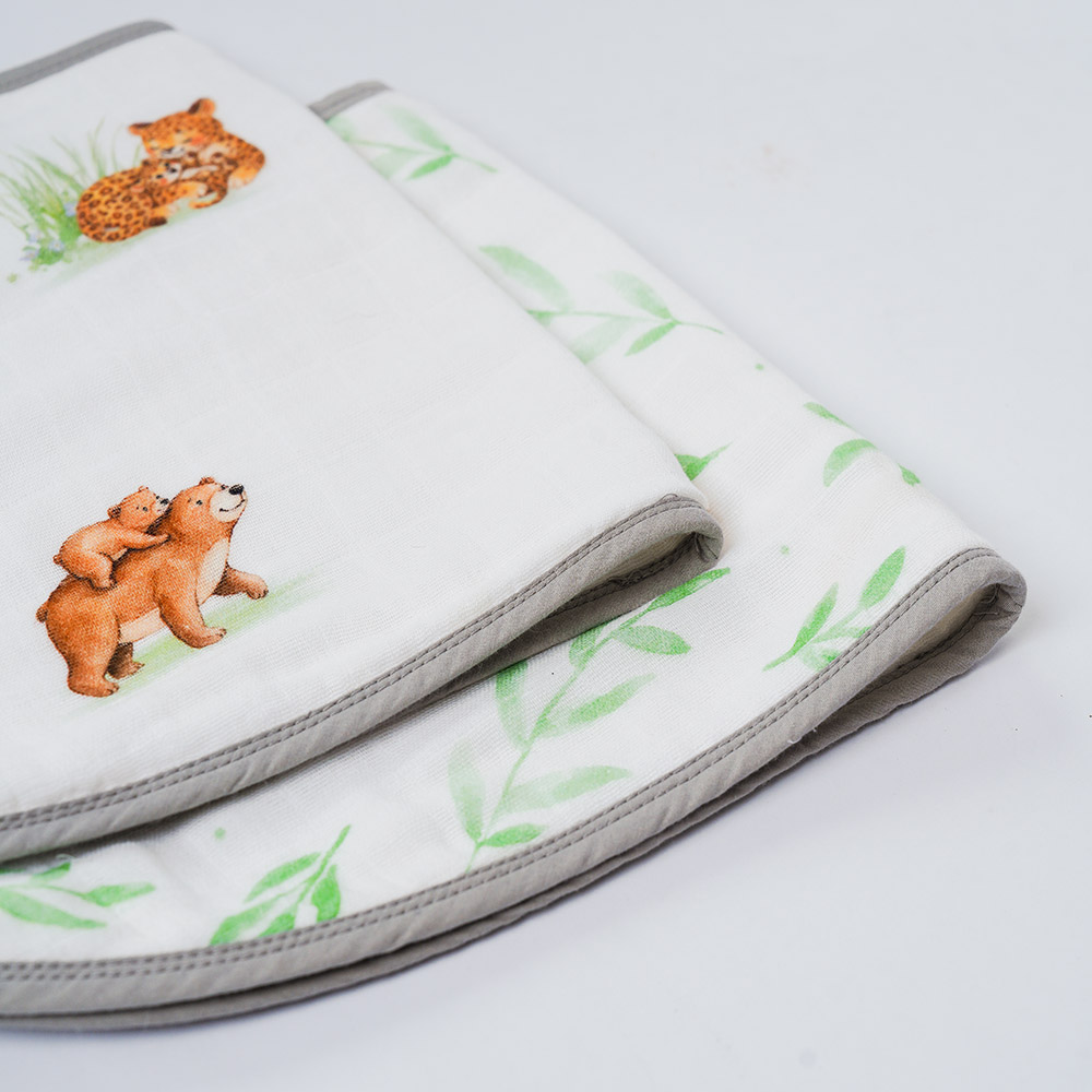 Little West Street - Organic Burp Cloth Set - Snuggle Safari - 2 Pc Set