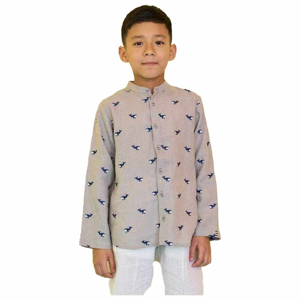 Little West Street - Tyler Embroidered Shirt - Grey