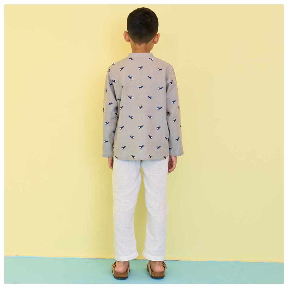 Little West Street - Tyler Embroidered Shirt - Grey