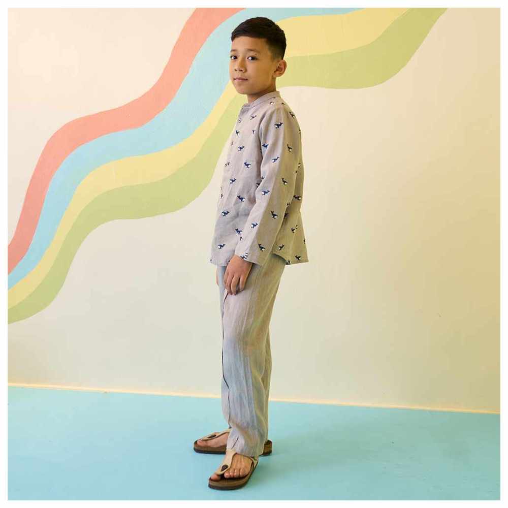 Little West Street - Tyler Embroidered Shirt - Grey
