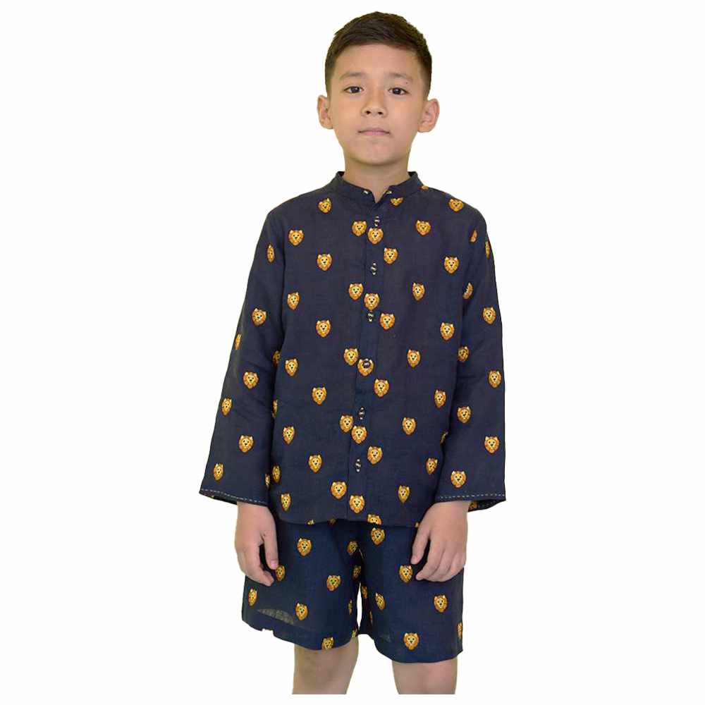 Little West Street - Tyler Embroidered Shirt - Navy