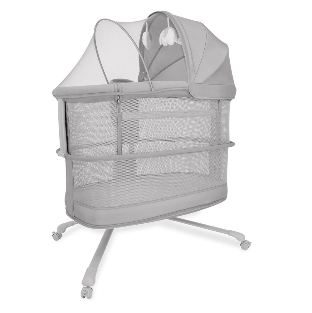 Mastela - Baby Bassinet With Adjustable Height Canopy And Rolling Wheels - Grey