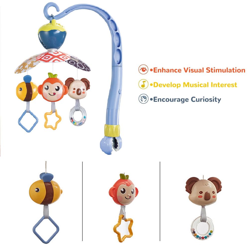Goodway - Baby Crib Mobile With Hanging Toys & Music - Blue