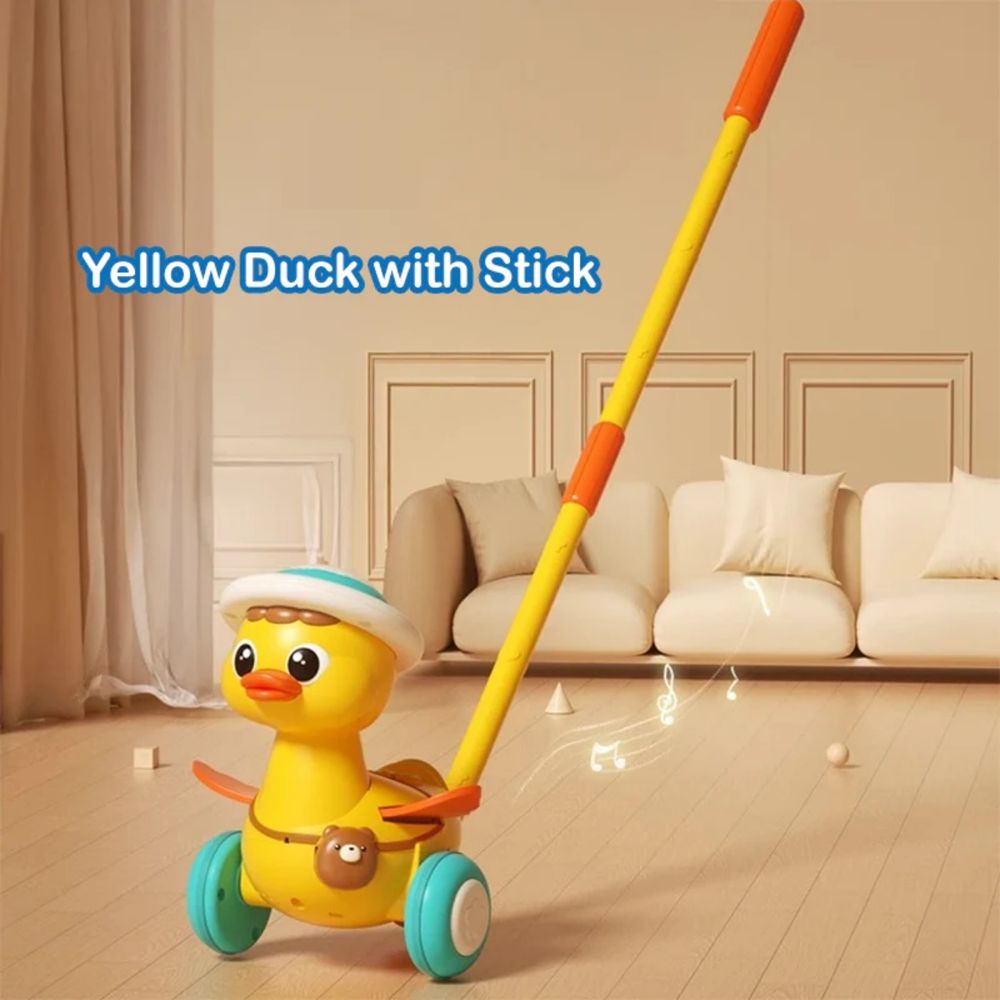 Little Angel - Duck Push Walking Toy For Kids With Stick - Yellow