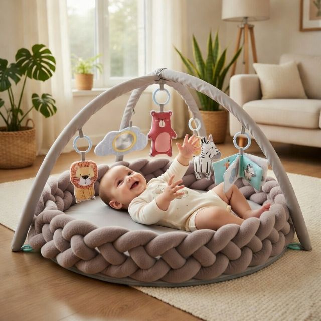 Little Angel - Baby Activity Gym With Hanging Toys - Grey