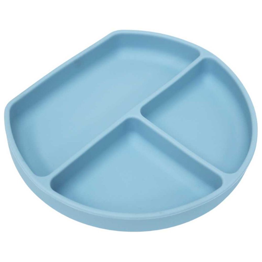 Little Angel Kids Silicone 3 Compartment Plate For Toddler Blue