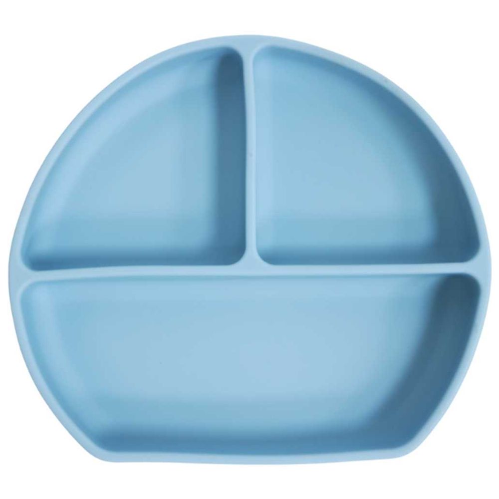 Little Angel Kids Silicone 3 Compartment Plate For Toddler Blue