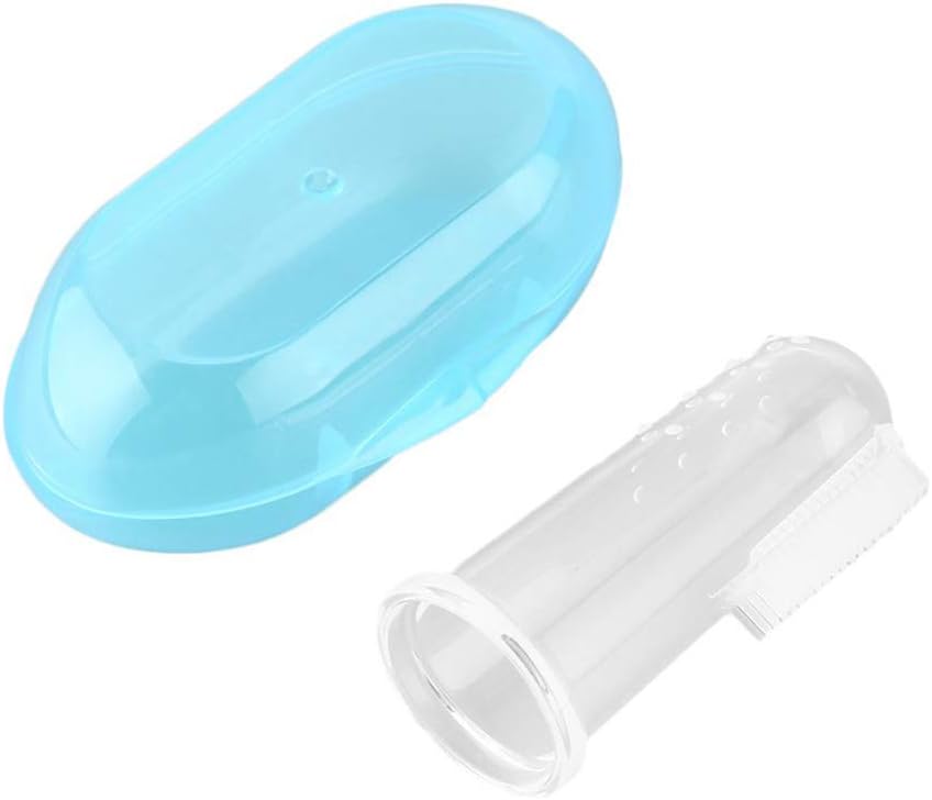 Little Angel Baby Silicone Finger Toothbrush With Protective Case - Blue