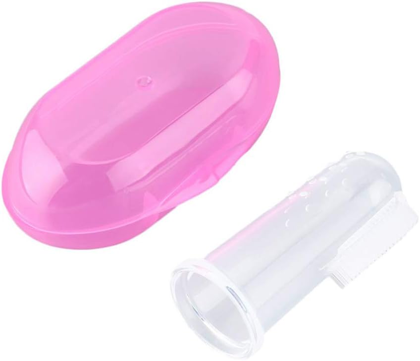 Little Angel Baby Silicone Finger Toothbrush With Protective Case - Pink
