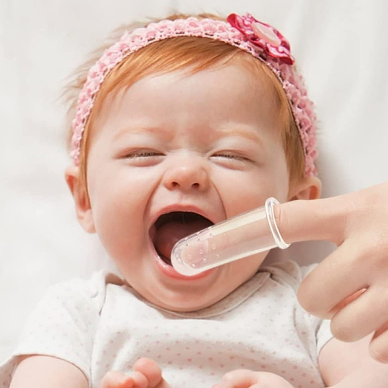 Little Angel Baby Silicone Finger Toothbrush With Protective Case - Pink