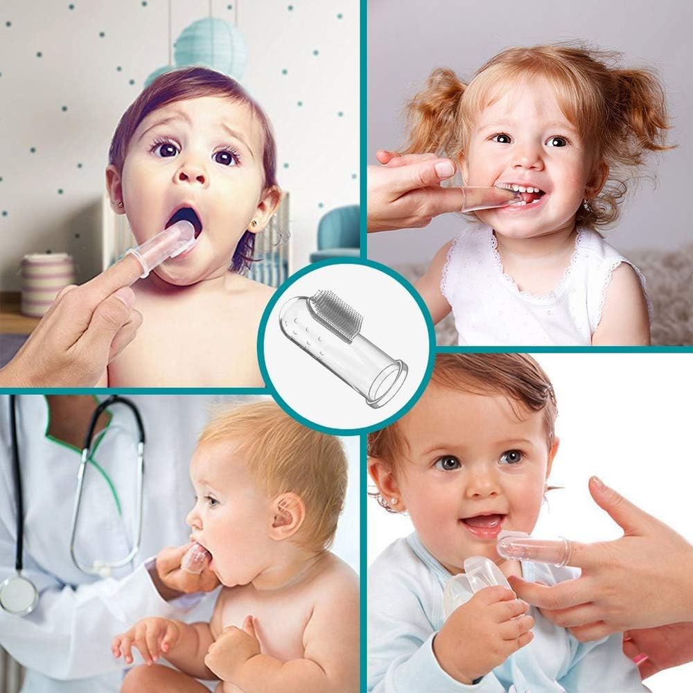 ليتل أنجل - فرشاة أسنان سيليكون للإصبع مع علبة حماية - شفاف