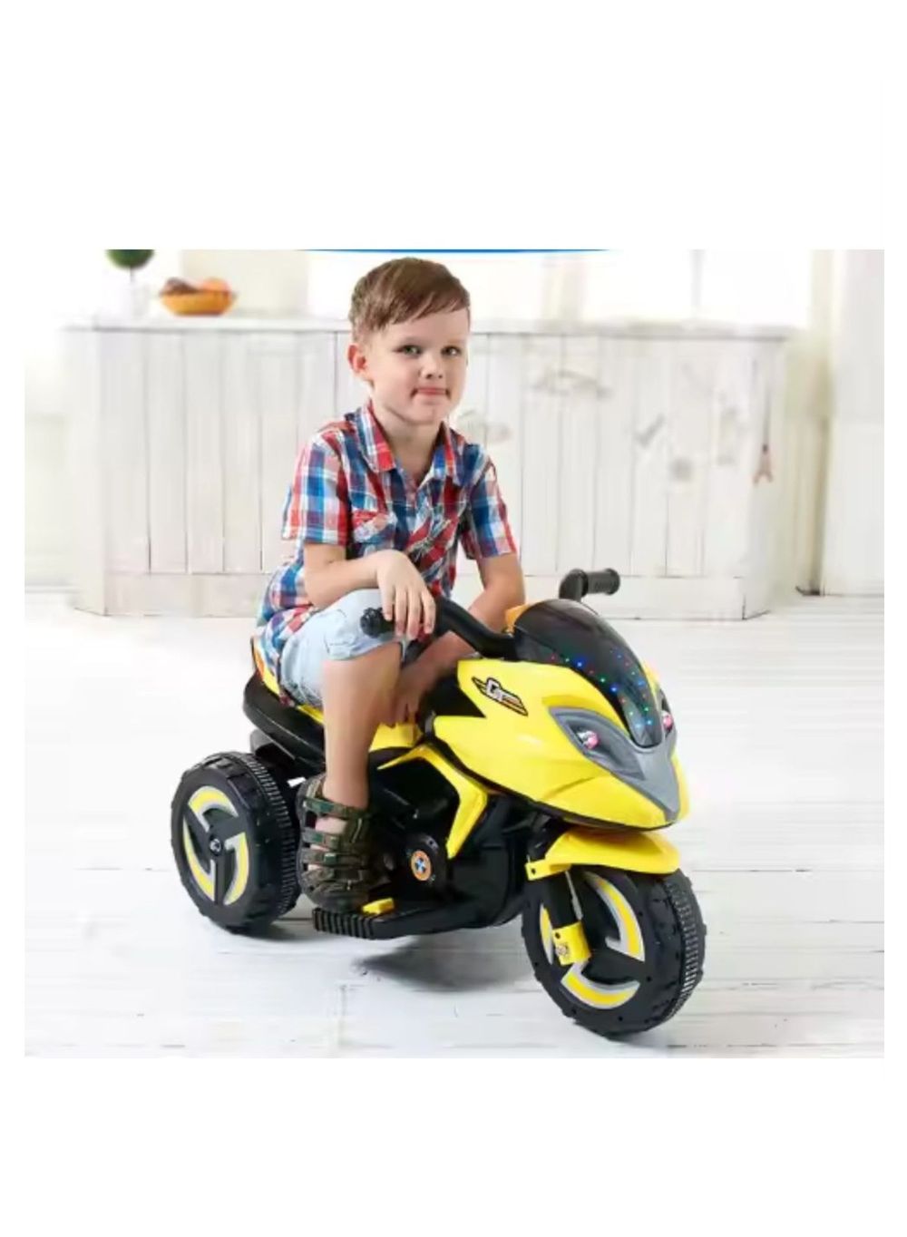 Little Angel Kids Electric Ride On Trike Motorcycle - Yellow