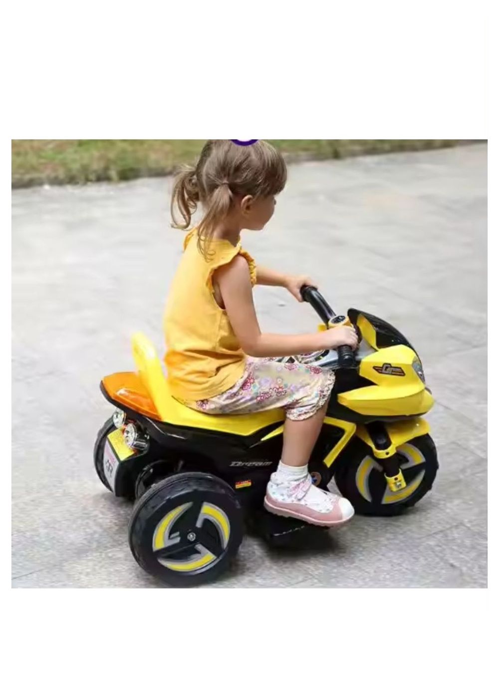 Little Angel Kids Electric Ride On Trike Motorcycle - Yellow
