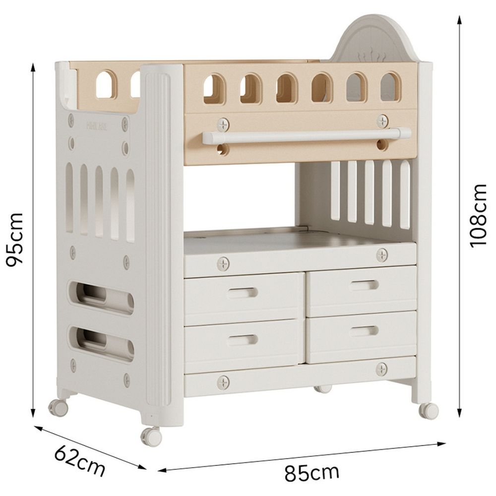 Little Angel Baby Diaper Changing Table With Wheels & Storage Drawers