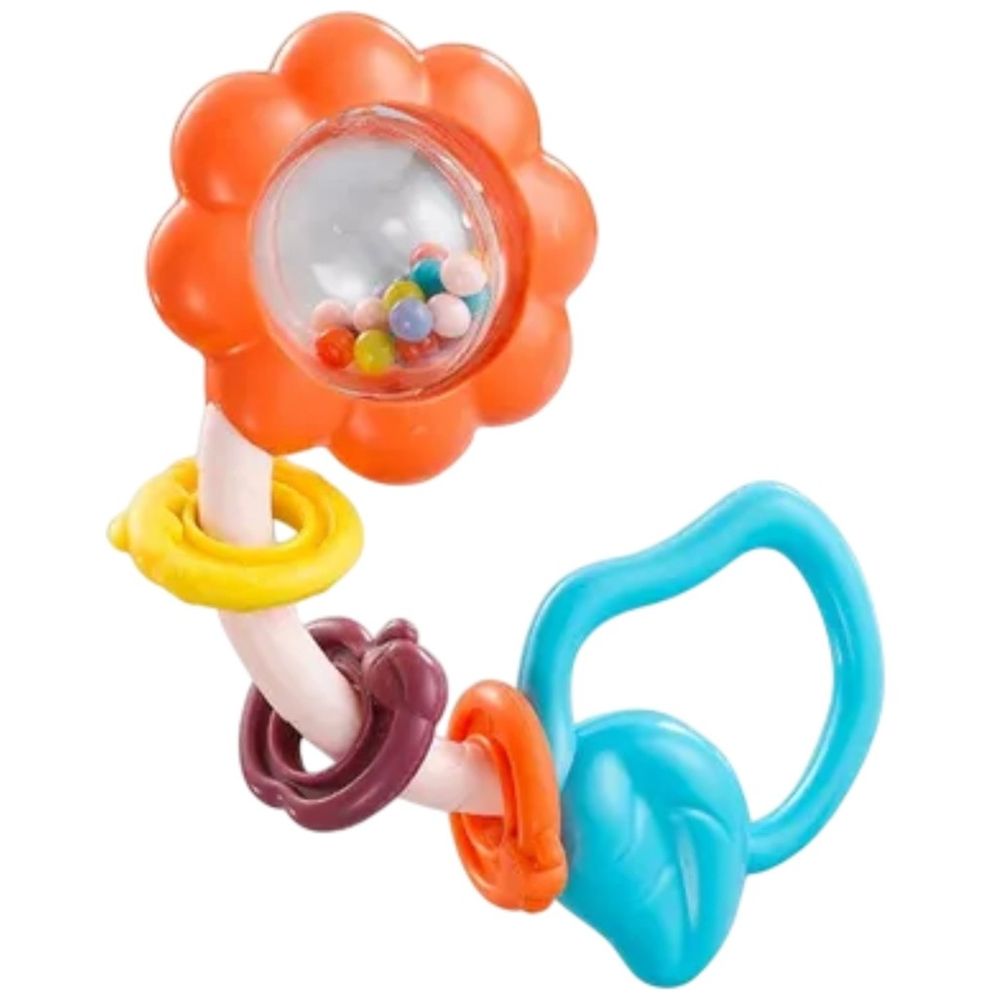 Goodway - Baby Flower Rattle Teether Toy With Beads Design - Blue
