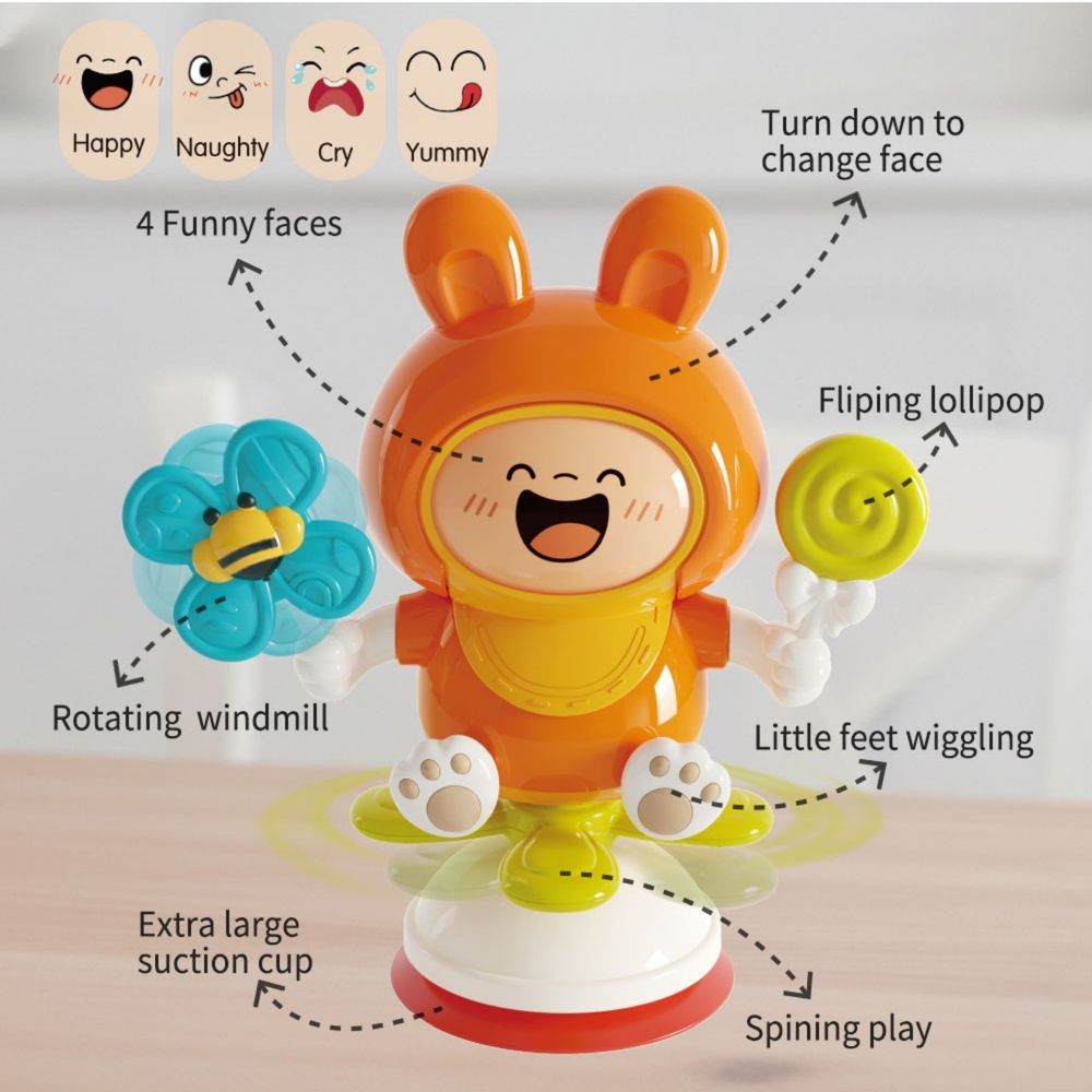 Goodway - Rabbit Spinning Suction Cup Baby Activity Toy - Orange