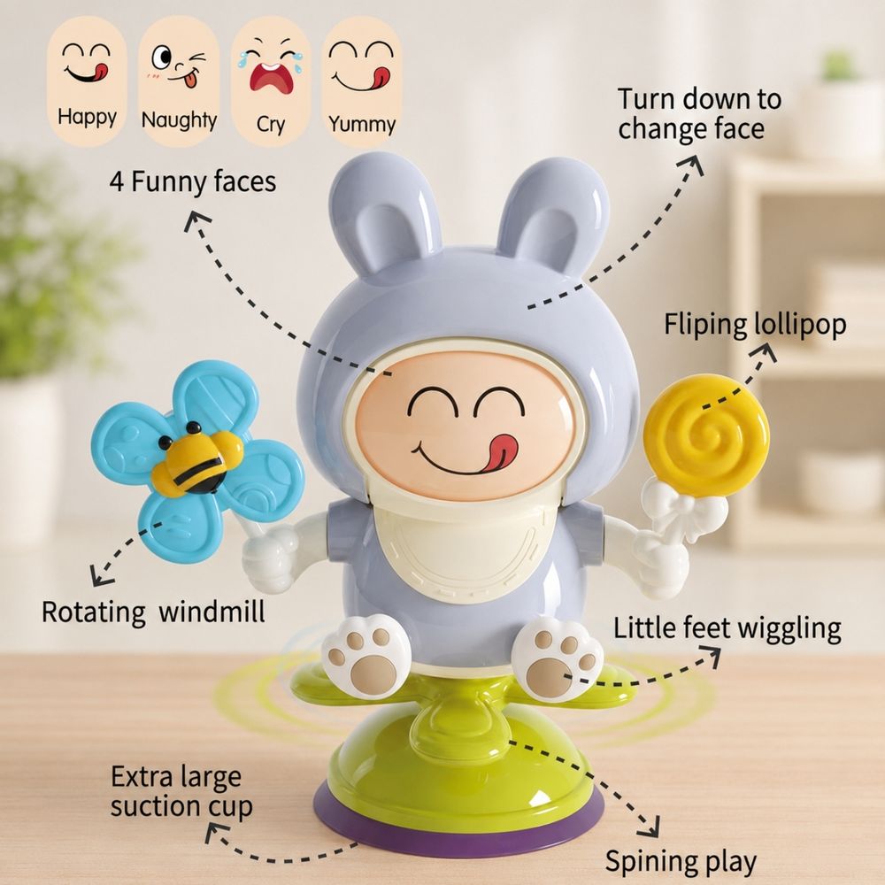 Goodway - Rabbit Spinning Suction Cup Baby Activity Toy - Blue