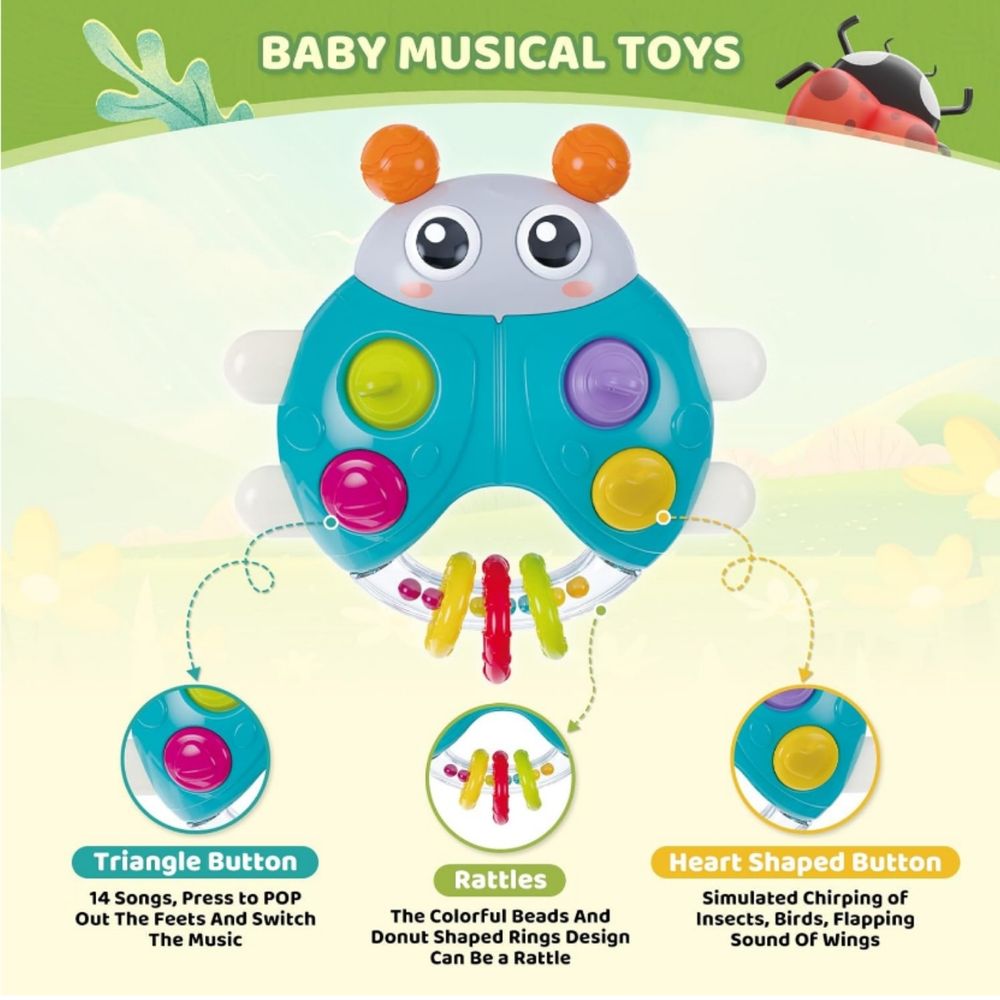 Goodway - Musical Light-Up Ladybug Baby Activity Toy - Blue