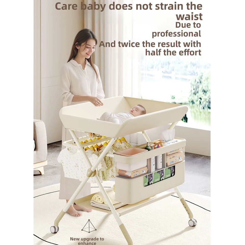 Little Angel Baby Changing Table With Storage Organizer & Wheels
