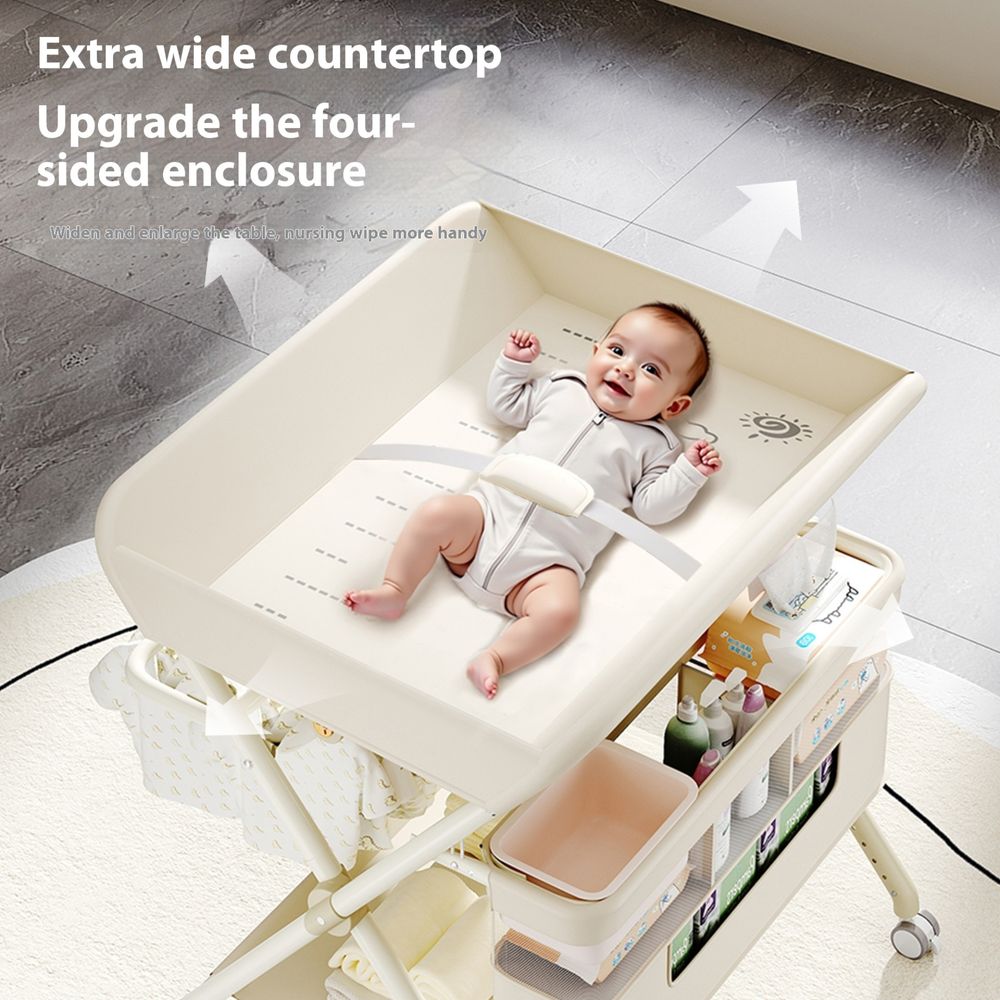 Little Angel Baby Changing Table With Storage Organizer & Wheels