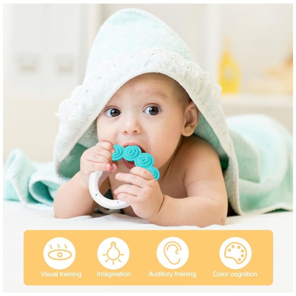 Huanger - Baby Paw Teether with Rattle - Blue